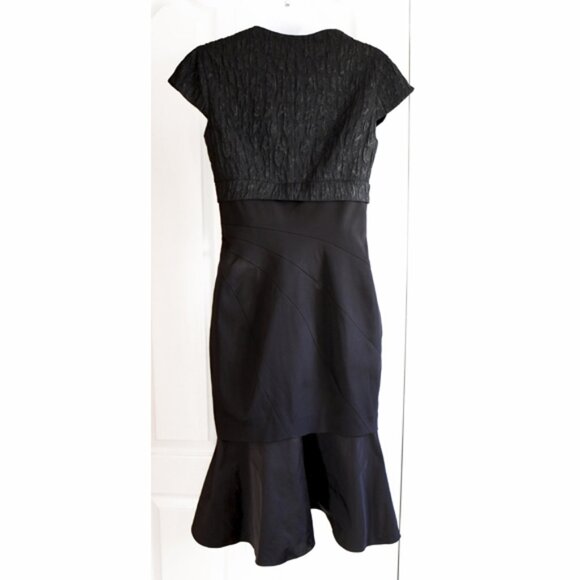 Karen Millen black mermaid dress with bow and flounce - Picture 6 of 11